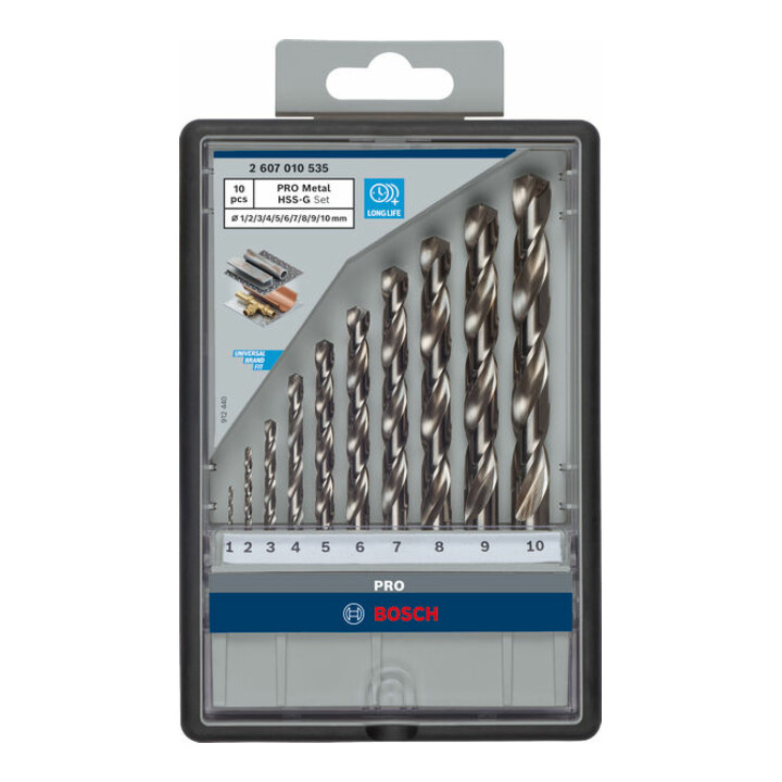 Forets à métaux Robust Line HSS-G 135°, set de 10 pièces 1; 2; 3; 4; 5; 6; 7; 8; 9; 10 mm, 135°