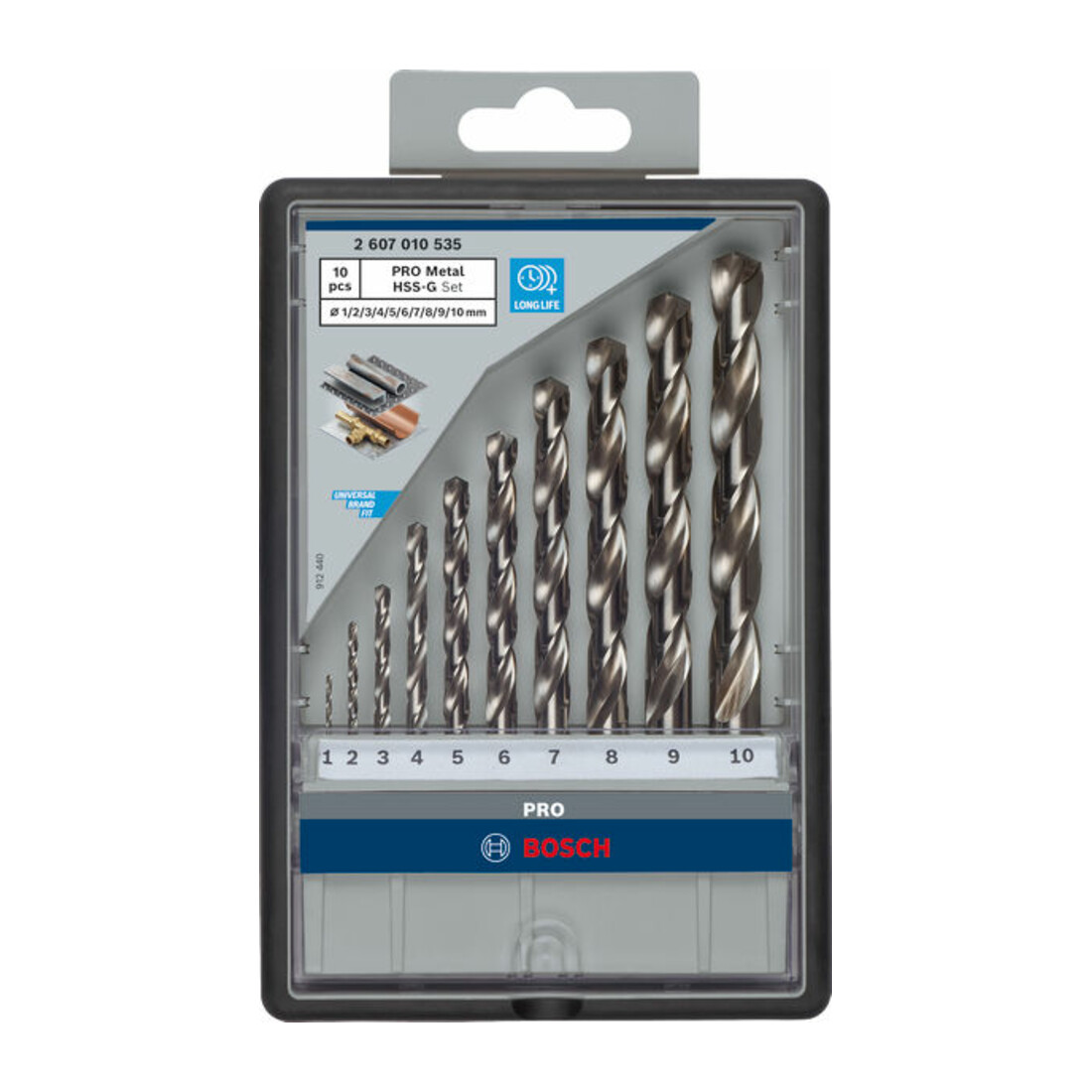 Forets à métaux Robust Line HSS-G 135°, set de 10 pièces 1; 2; 3; 4; 5; 6; 7; 8; 9; 10 mm, 135°