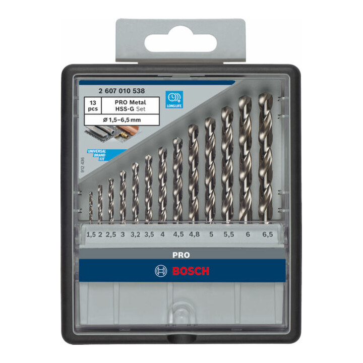 Forets à métaux Robust Line HSS-G 135°, set de 13 pièces 1,5; 2; 2,5; 3; 3,2; 3,5; 4; 4,5; 4,8; 5; 5,5; 6; 6,5 mm, 135°