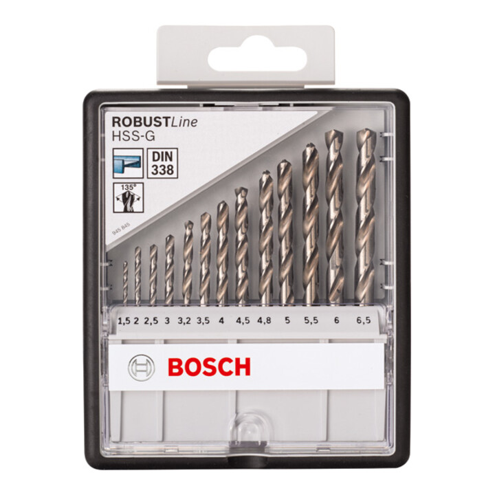 Forets à métaux Robust Line HSS-G 135°, set de 13 pièces 1,5; 2; 2,5; 3; 3,2; 3,5; 4; 4,5; 4,8; 5; 5,5; 6; 6,5 mm, 135°