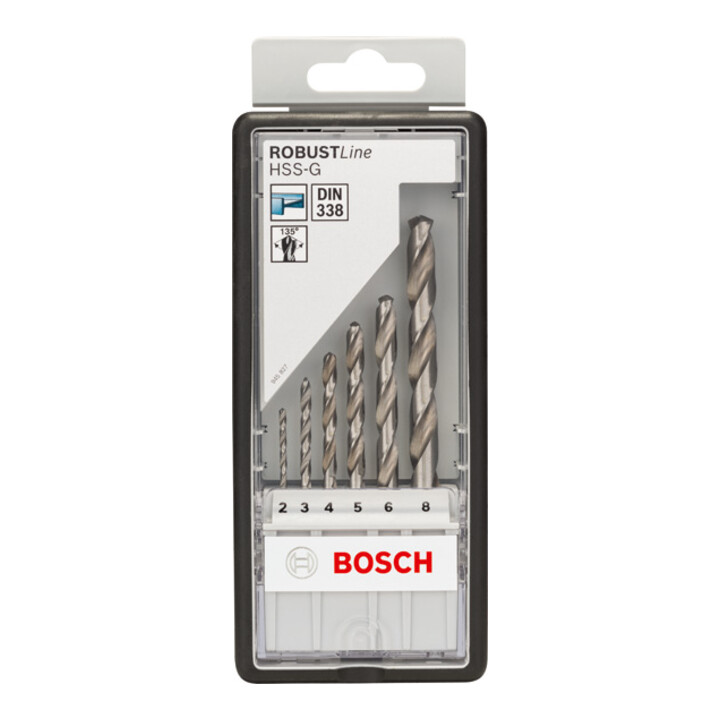 Forets à métaux Robust Line HSS-G 135°, set de 6 pièces 2; 3; 4; 5; 6; 8 mm, 135°