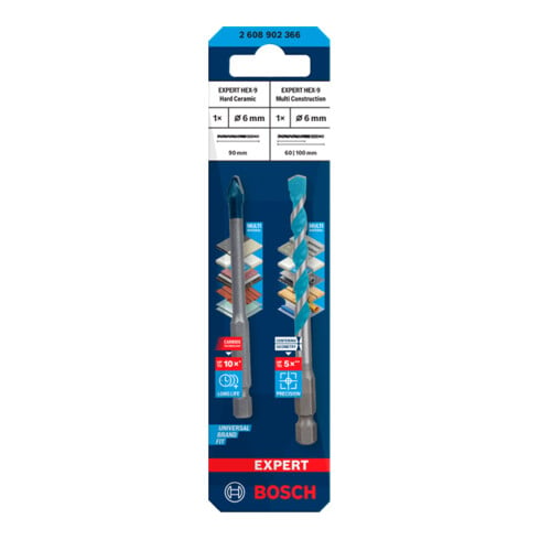 Forets Bosch EXPERT HEX-9 Hard Ceramic + HEX-9 Multi Construction, 6 mm