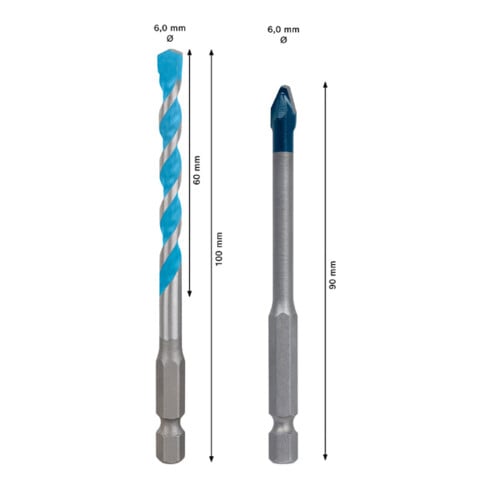 Forets Bosch EXPERT HEX-9 Hard Ceramic + HEX-9 Multi Construction, 6 mm