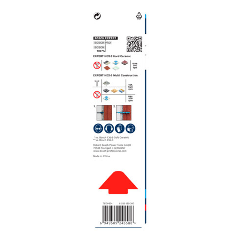 Forets Bosch EXPERT HEX-9 Hard Ceramic + HEX-9 Multi Construction, 8 mm