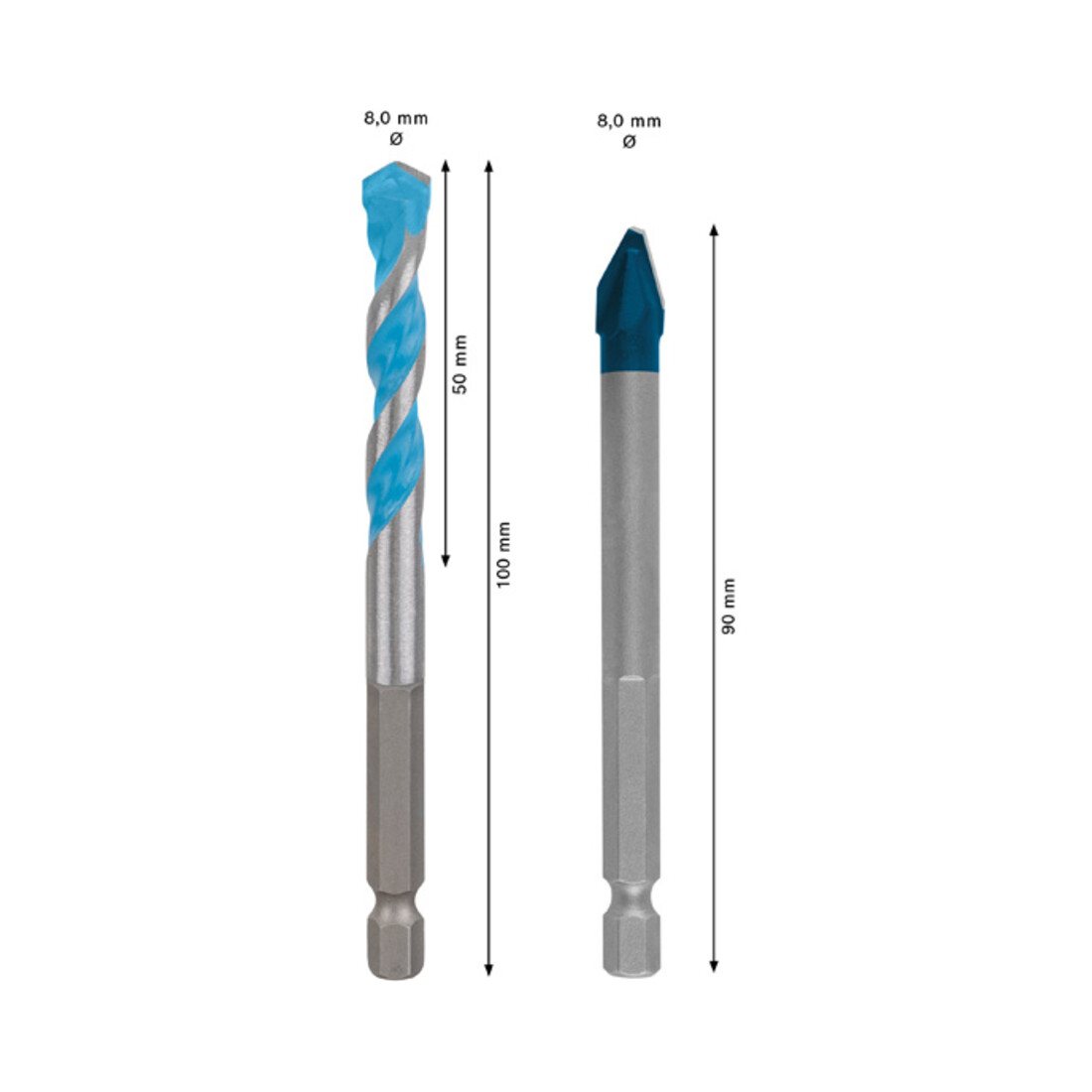 Forets Bosch EXPERT HEX-9 Hard Ceramic + HEX-9 Multi Construction, 8 mm