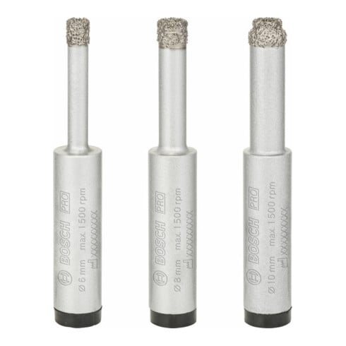 Forets diamantés à sec Robust Line Easy Dry Best for Ceramic, set de 3 pièces 6,0; 8,0; 10,0 mm
