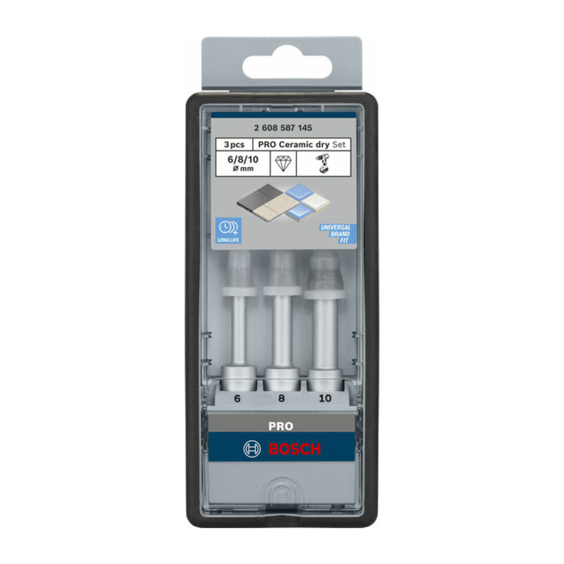 Forets diamantés à sec Robust Line Easy Dry Best for Ceramic, set de 3 pièces 6,0; 8,0; 10,0 mm