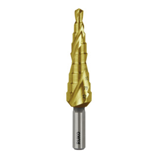 Perceuse Ruko HSS-TiN, cannelée en spirale avec rectification transversale