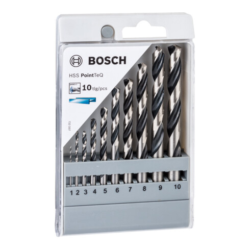 Forets hélicoïdaux HSS PointTeQ, set de 10 pièces