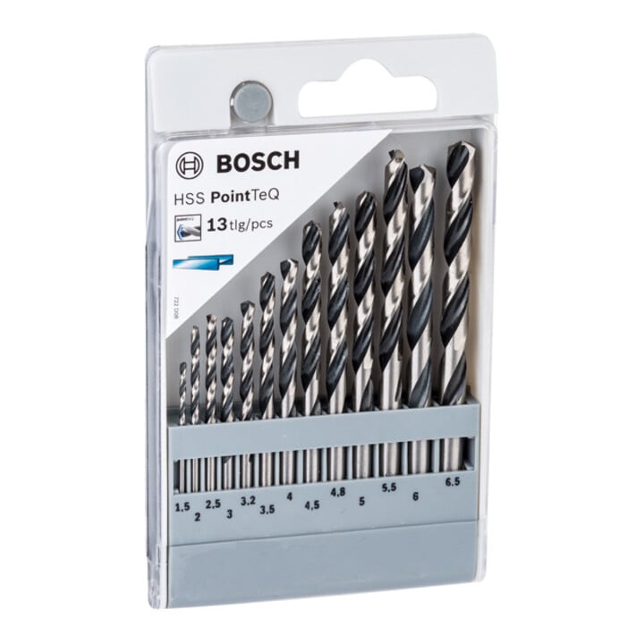 Forets hélicoïdaux HSS PointTeQ, set de 13 pièces