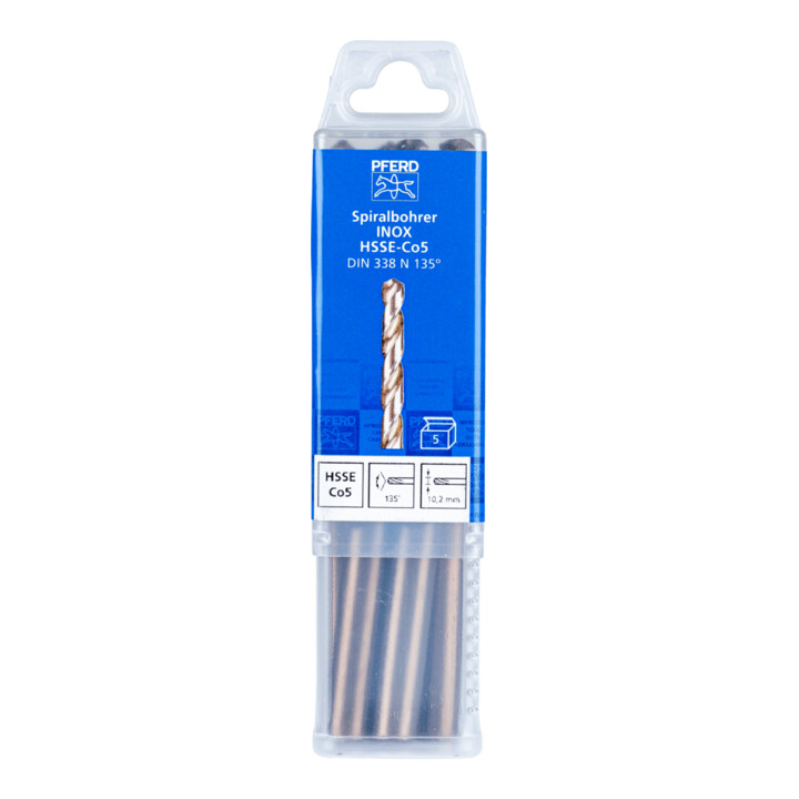 Forets hélicoïdaux PFERD - SPB DIN 338 HSSE N 10,2 INOX