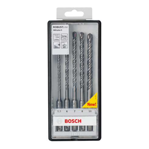 Forets Robust Line SDS plus-5 pour perforateur, set de 5 pièces Ø 5,5,6,7,8,10 x 165mm