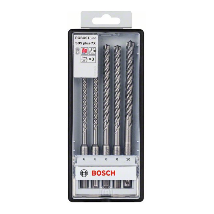 Forets Robust Line SDS plus-7X pour perforateur, set de 5 pièces 6; 6; 8; 8; 10 mm