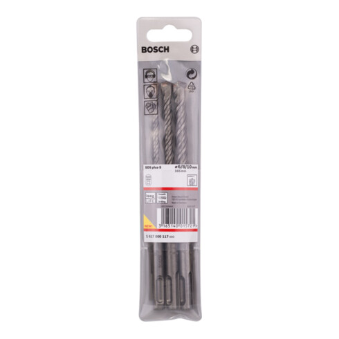 Forets SDS plus-5 pour perforateur, set de 3 pièces Ø 6,8,10 x 115mm