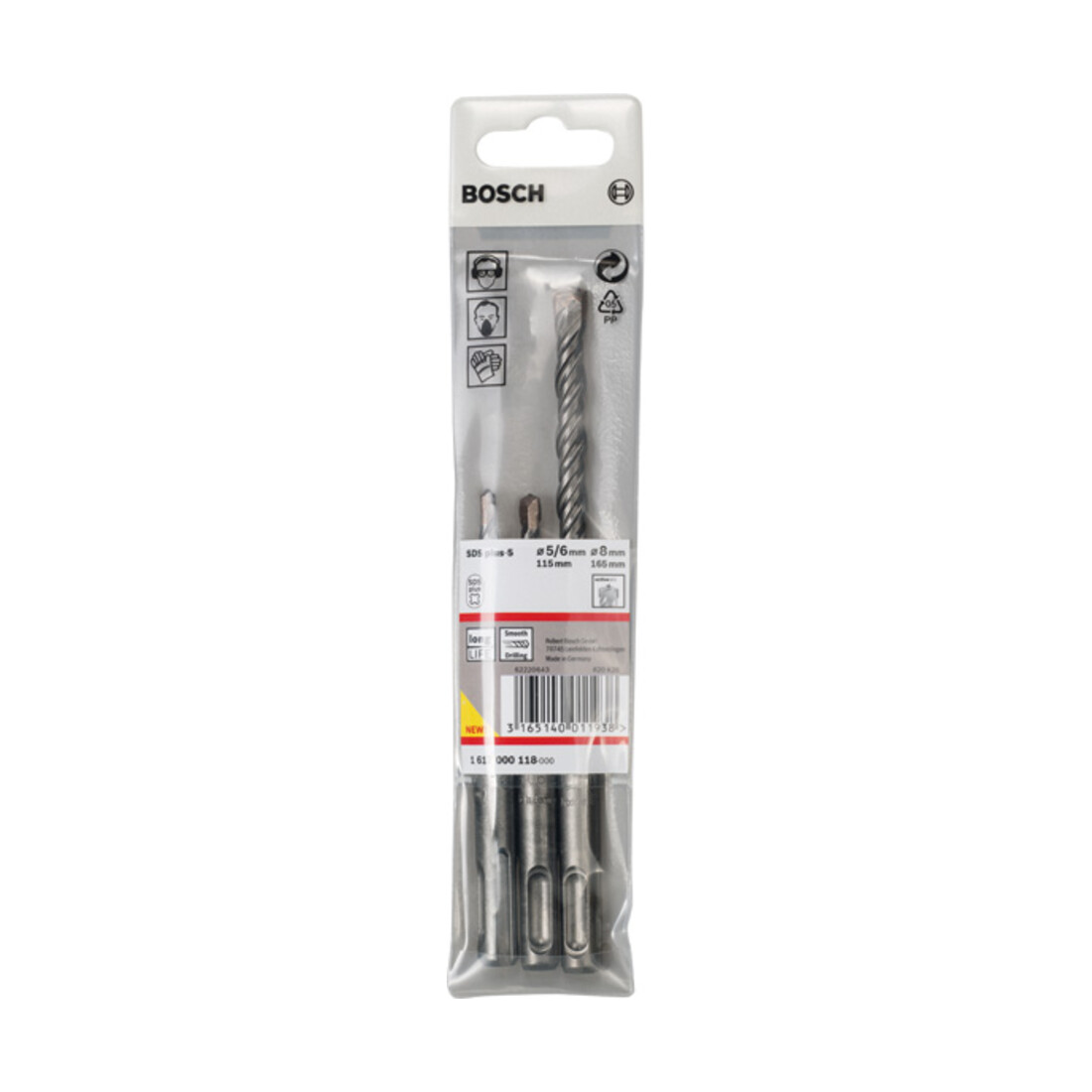 Forets SDS plus-5 pour perforateur, set de 3 pièces Ø 5,6,8 x 115mm