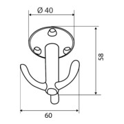 Format Garderob.-Hut- und Mantelhaken,Dreifachhaken, Bestla,H58mm,Aluminium EV1 poliert-3