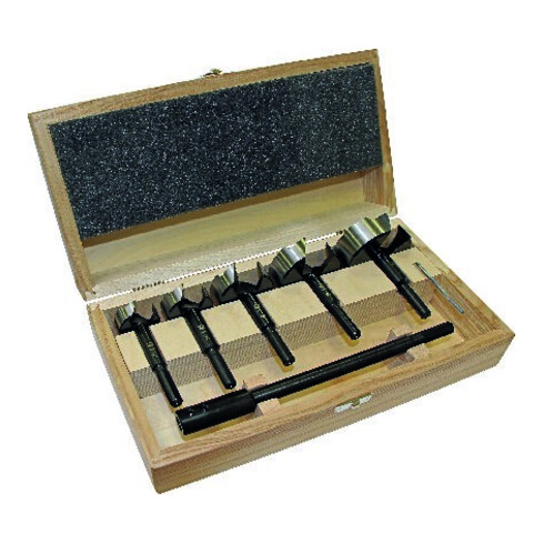 Forstnerbohrersatz BLACK SHARK PRO 6-tlg.D.35,40,50,60,68 mm+Verl.FISCH-TOOLS