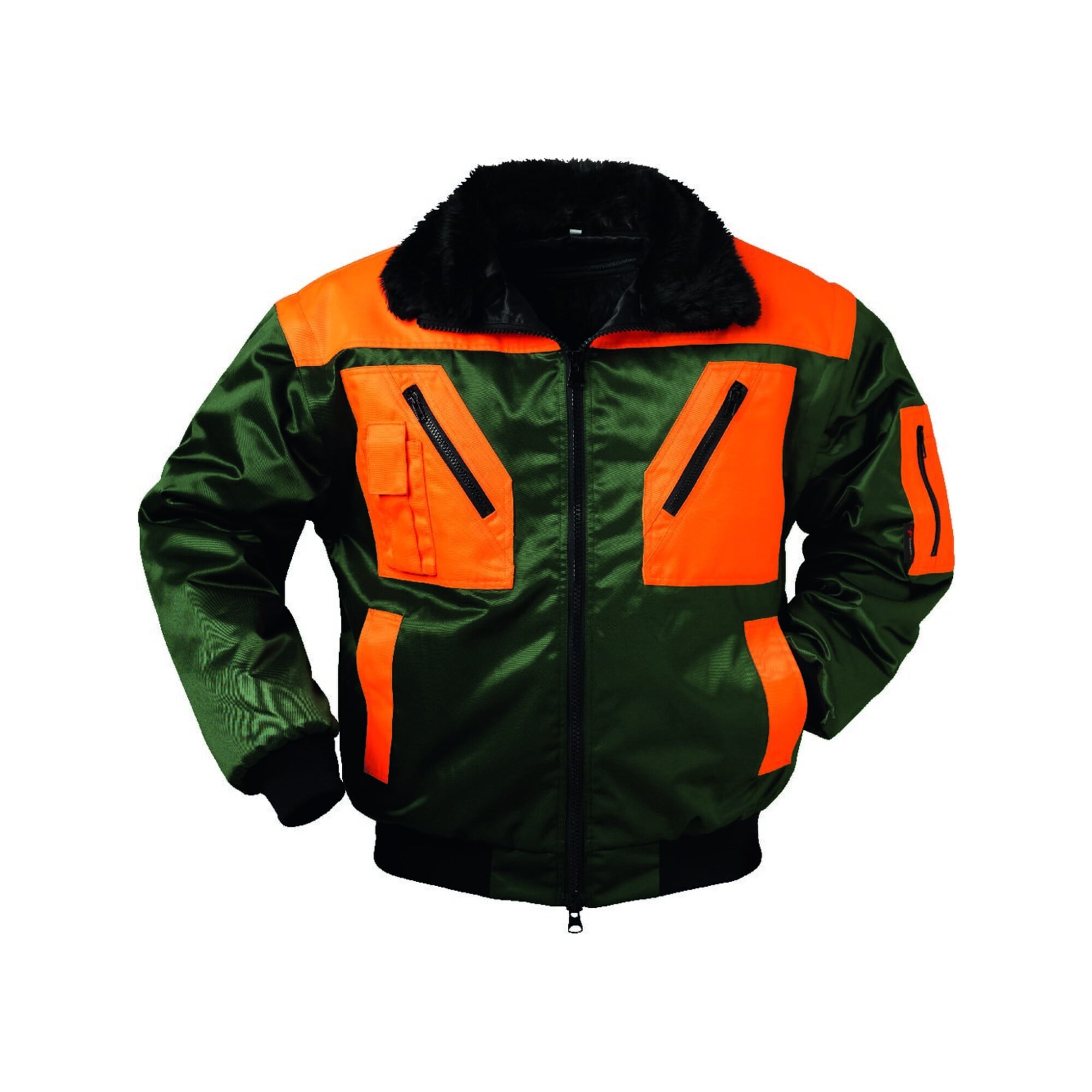 Forstpilotenjacke Gr.L grün/orange 70%Polyacryl/30%Polyester Webpelzfutter ; Industrial Quality Supplies