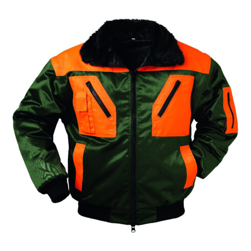 Forstpilotenjacke Gr.XL grün/orange 70%Polyacryl/30%Polyester Webpelzfutter