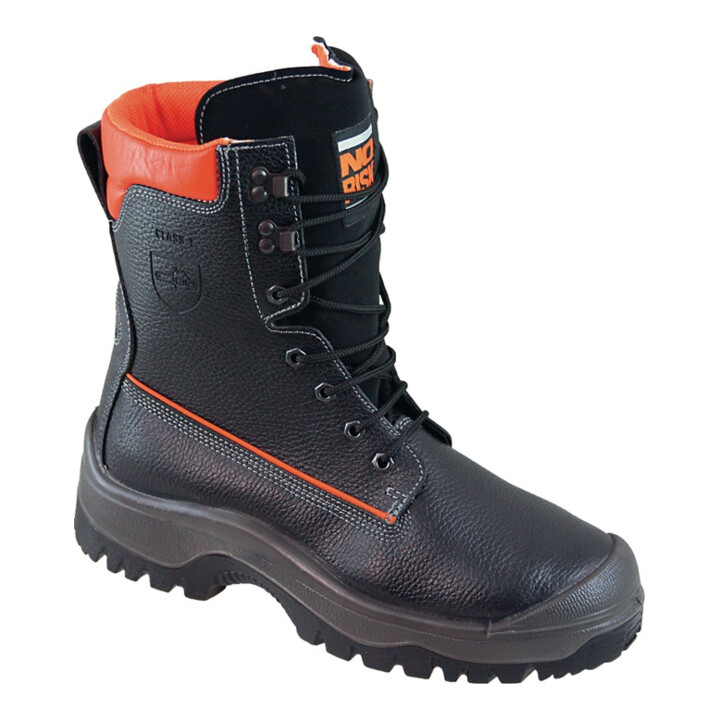 Forstsicherheitsstiefel NoRisk Gr.42 schwarz/orange Leder S3 SRC EN20345/EN17249 ; Industrial Quality Supplies