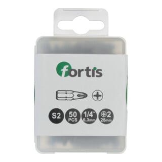 FORTIS Bit 1/4" DIN3126 C6,3 PH2x25mm zähhart 50er Pack