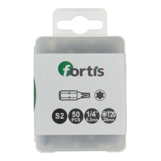 FORTIS Bit 1/4" DIN3126 C6,3 T20x25mm 50er Pack zähhart