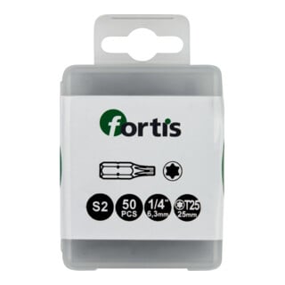 FORTIS Bit 1/4" DIN3126 C6,3 T25x25mm zähhart 50er Pack