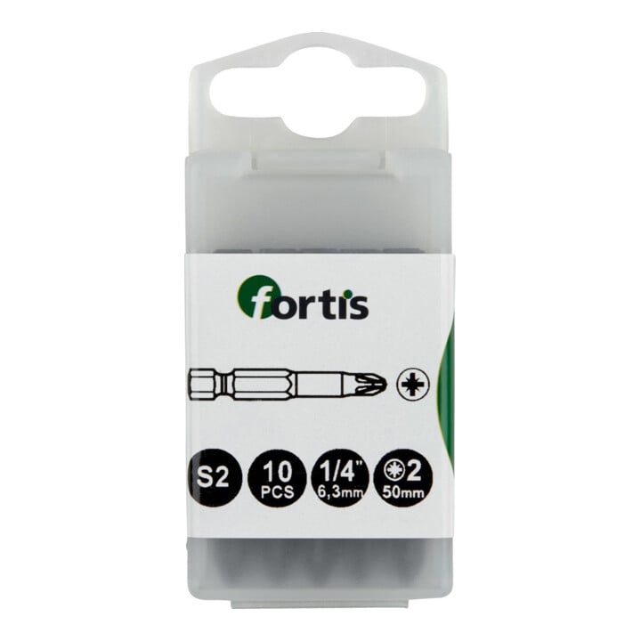 FORTIS Bit 1/4" DIN3126 E6,3 PZ2x50mm 10er Pack zähhart