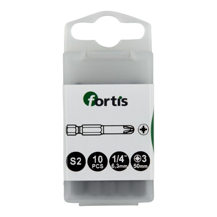 FORTIS Bit 1/4" DIN3126 E6,3 PZ3x50mm 10er Pack zähhart