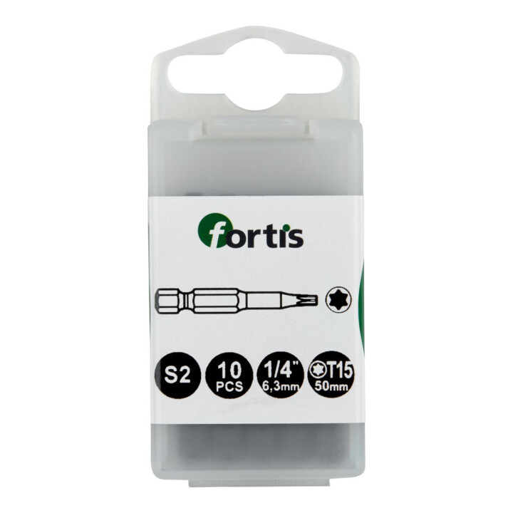 FORTIS Bit 1/4" DIN3126 E6,3 T15x50mm taaihard 10 stuks