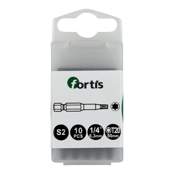 FORTIS Bit 1/4" DIN3126 E6,3 T20x50mm zähhart 10er Pack