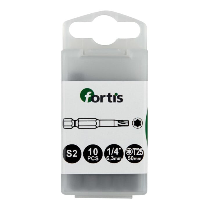 FORTIS Bit 1/4" DIN3126 E6,3 T25x50mm zähhart 10er Pack