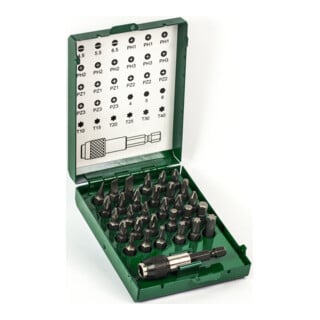 FORTIS Bit-Sortiment 31-teilig S2 Stahl Metallkasten