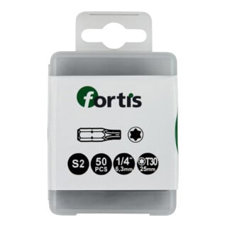 FORTIS Bit zähhart 1/4" DIN3126 C6,3 T30x25mm 50er Pack