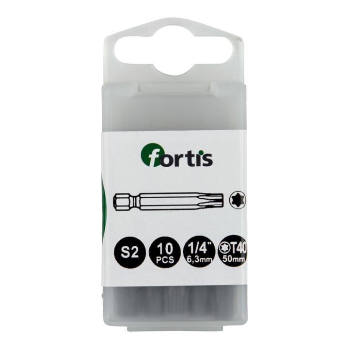 FORTIS Bit zähhart 1/4" DIN3126 E6,3 T40 x 50mm 10er Pack
