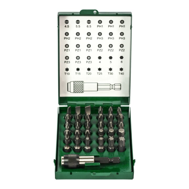 FORTIS Coffret de 31 embouts en acier S2, boîte métal