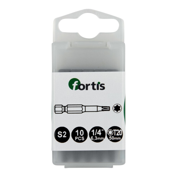 FORTIS Embouts 1/4" DIN3126 E6,3 T20x50mm durcis paquet de 10