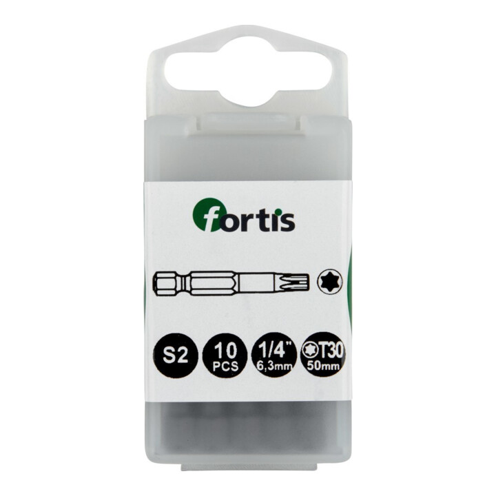 FORTIS Embouts en acier trempé 1/4" DIN3126 E6,3 T30x50mm pack de 10