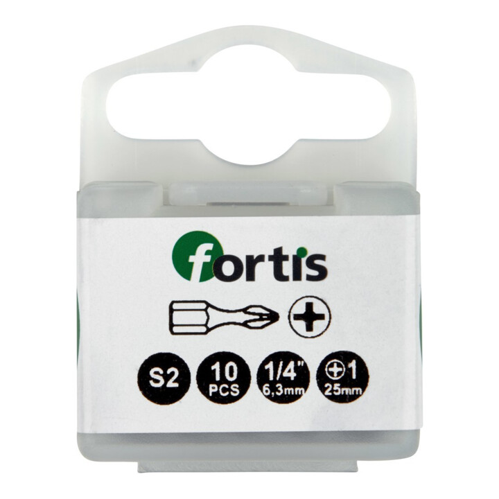 FORTIS Embouts torsion 1/4" DIN3126 C6,3 PH1x25mm, pack de 10