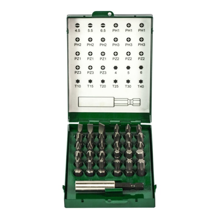 FORTIS Ensemble de 31 embouts en acier S2, boîte métal