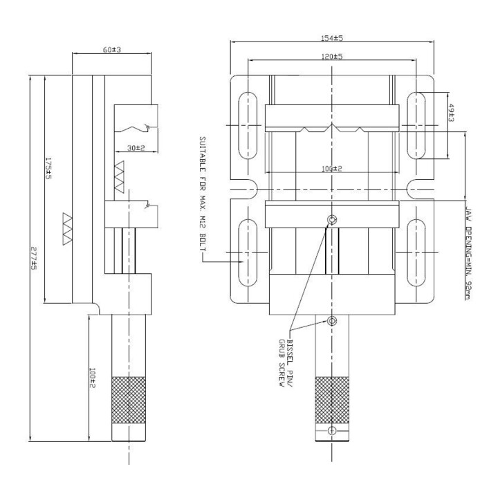 FORTIS Étau de perçage 100 mm