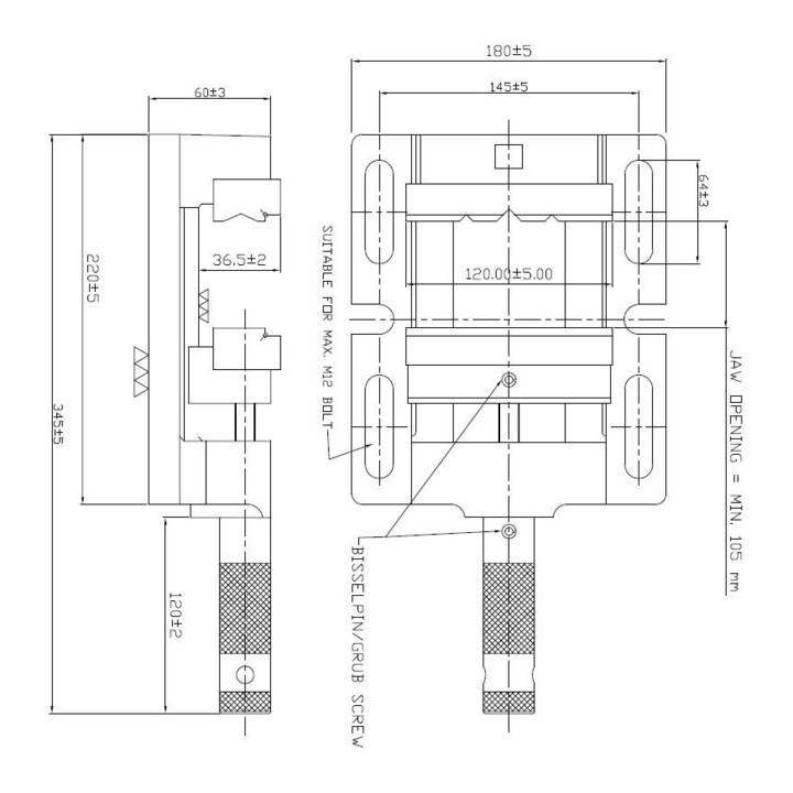 FORTIS Étau de perçage 120 mm