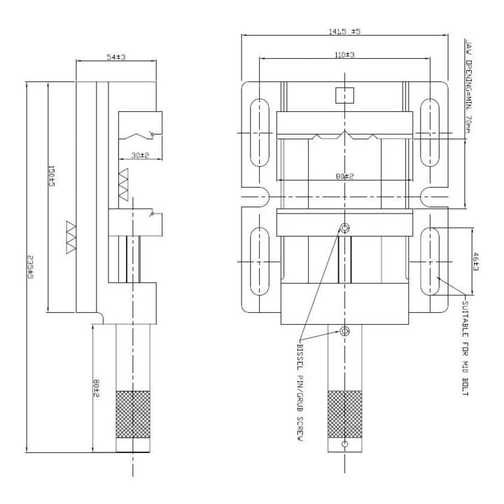 FORTIS Étau de perçage 80 mm