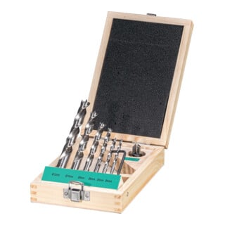 FORTIS Holzspiralbohrer Satz HSS 7-tlg. 4,5-12 mm mit HW-Versenker