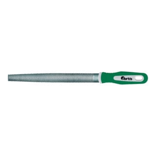 FORTIS Râpe à bois 250 mm coupe 2 demi-ronde avec manche lime 2K DIN 7261 C