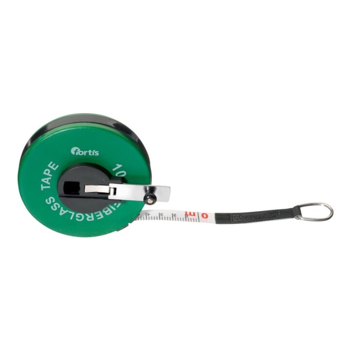 FORTIS Ruban à mesurer en fibre de verre 10 m x 15 mm départ de mesure A