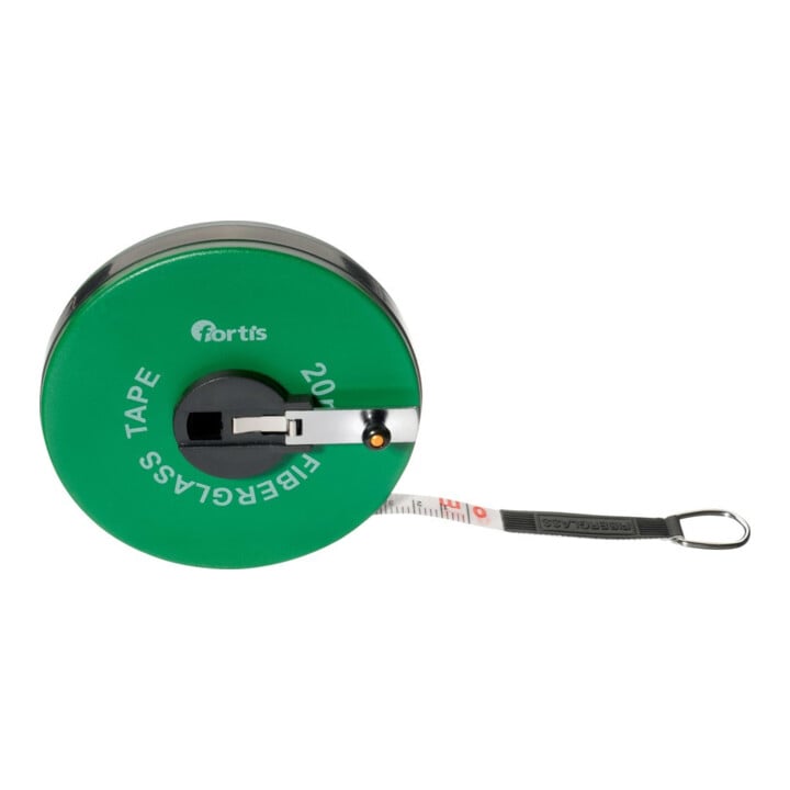 FORTIS Ruban à mesurer en fibre de verre 20 m x 15 mm, début de mesure A