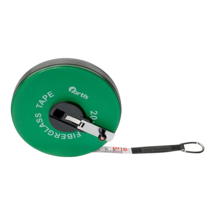 FORTIS Ruban à mesurer en fibre de verre 20 m x 15 mm, début de mesure A
