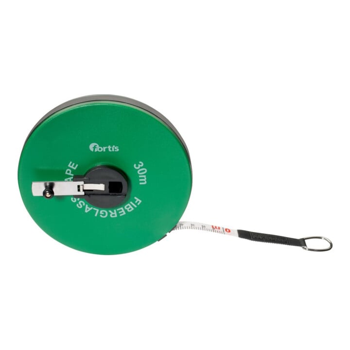 FORTIS Ruban à mesurer en fibre de verre 30 m x 15 mm début de mesure A