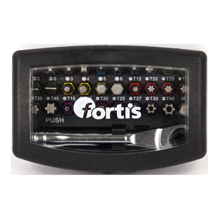 FORTIS Set de 32 pièces d'embouts avec cliquet et anneau coloré